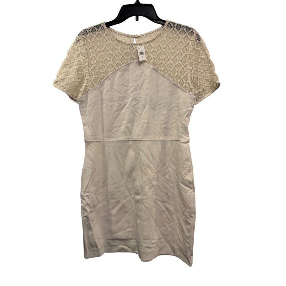 Banana Republic Womens Ivory Lace Yoke Short Sleeve Dress Size 8